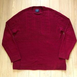 Abercrombie & Fitch Textured Crew Neck Sweater in Red Men’s Size XL